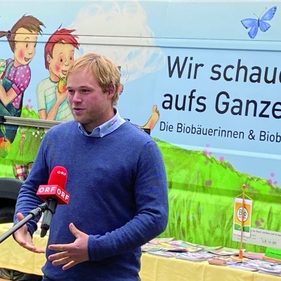 ORF-Interview von Obmann Sebastian Herzog bei der Bio-Infotour 2020